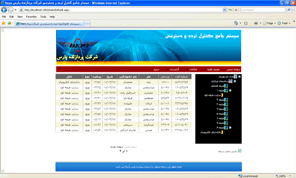 نرم افزار تحت وب جامع کنترل تردد و کنترل دسترسی